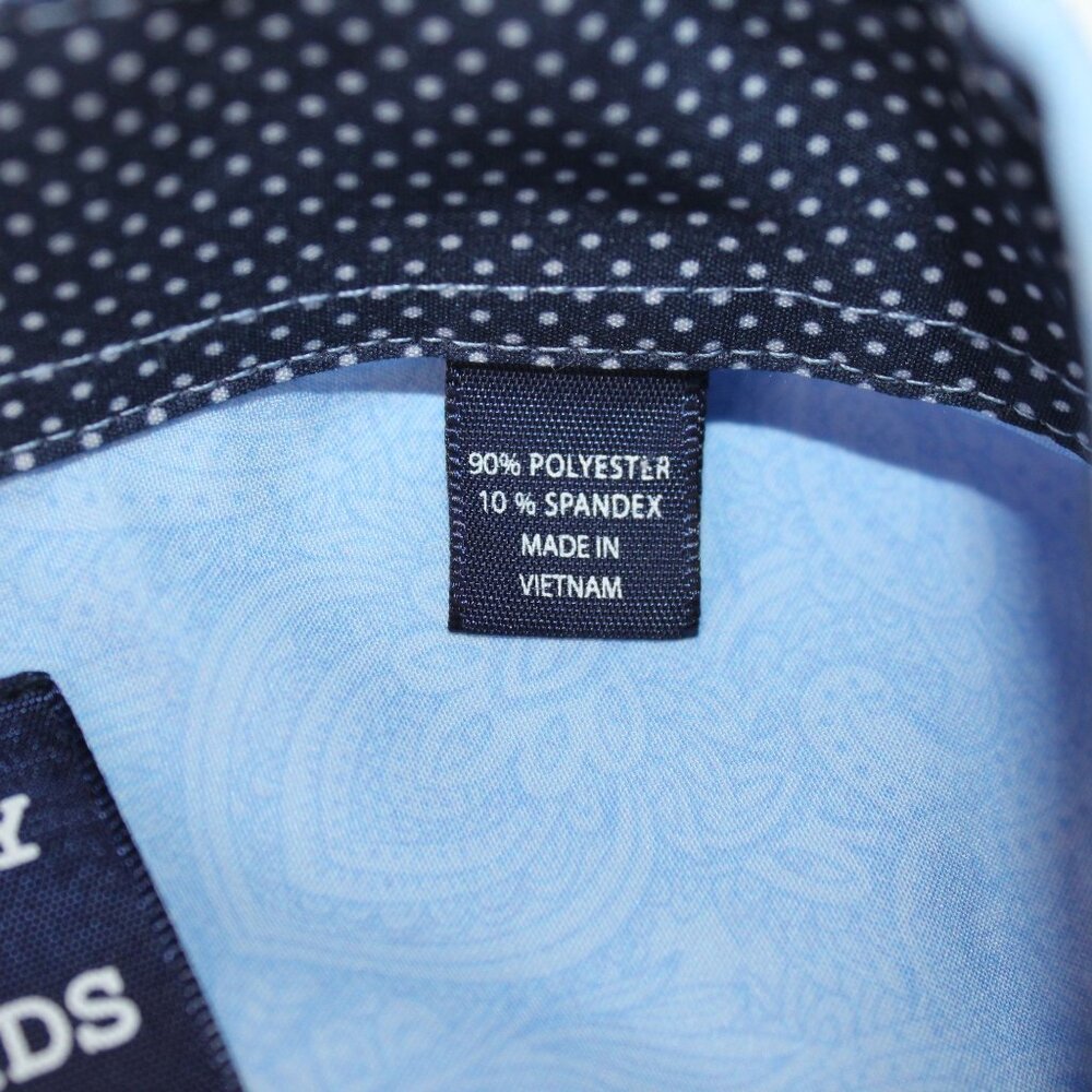 Society Of Threads Mens XL Slim Fit Stretch Blue Paisley Dress Shirt - Picture 13 of 14